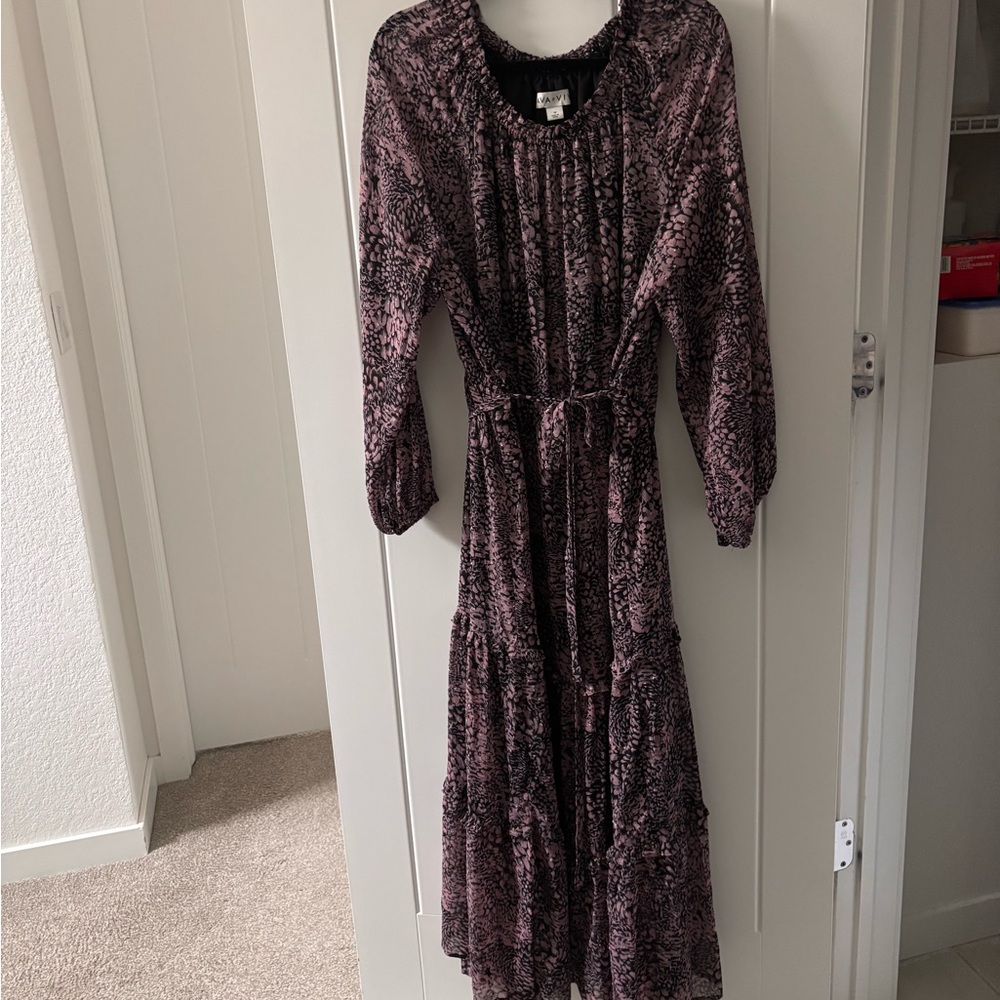Ava & Viv Black and Purple Long Sleeve Sundress